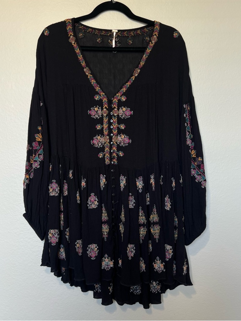 Free People Arianna Embroidered Blouson Tunic Multicolor Embroidery - Picture 6 of 11
